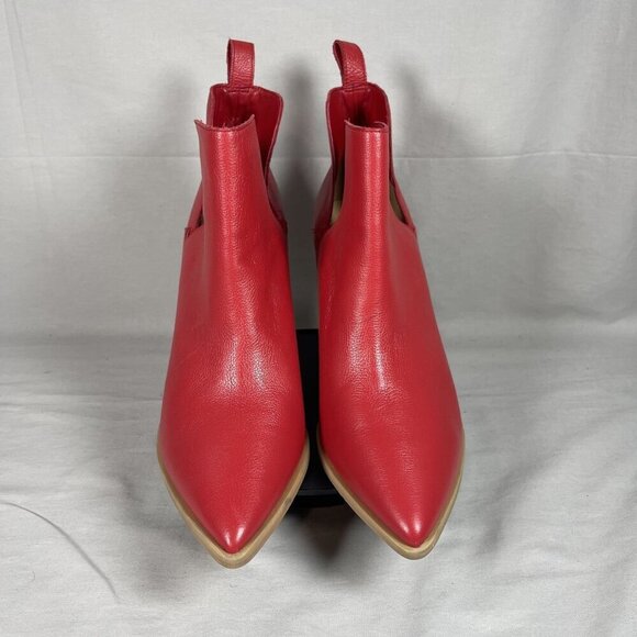 LISA VICKY Women's Mega Red Leather Pointed Toe Slip-On Bootie Size 11-NEW - Picture 2 of 8